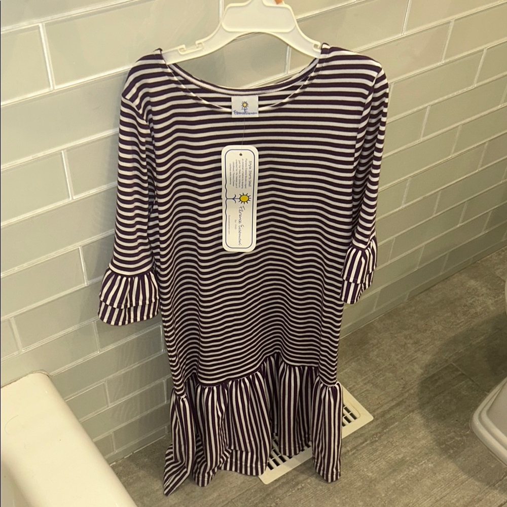 Florence Eiseman Purple and White Striped Kids Dress